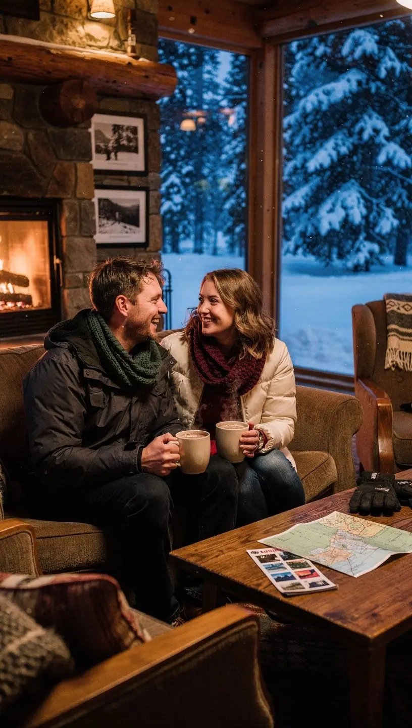 A detailed itinerary booklet open on a table, featuring multi-park travel plans and driving distance charts.