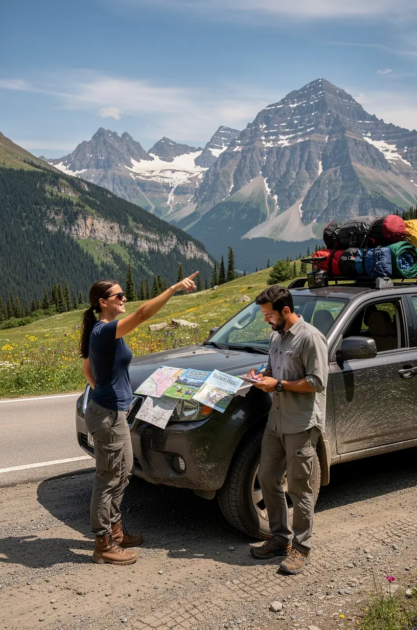Tourists observing a panoramic landscape from a designated lookout point, emphasizing key sightseeing priorities.